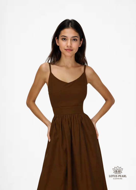 Erin Elegancka Sukienka V-neck Bez Ramiączka Backless Jednokolorowa Na Przyjęcie