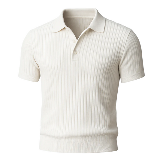 Men's Solid Color Striped Short Sleeve Polo Shirt