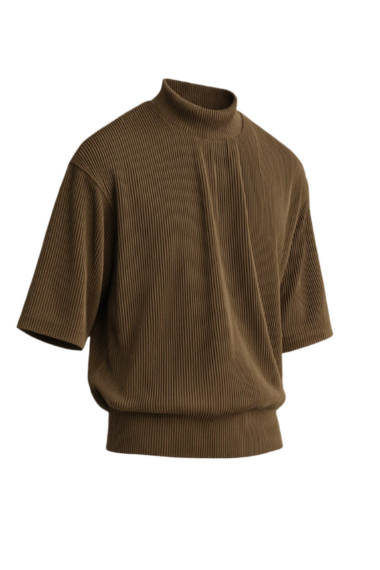 Men's solid Color Silk Ribbed Shirt