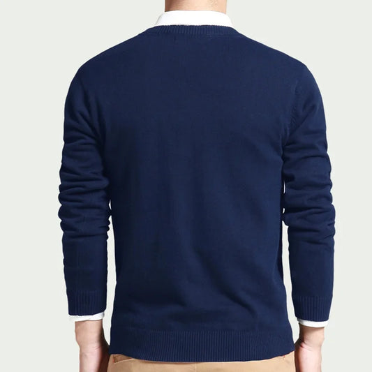 Men's Pullovers V Neck Cotton Sweater