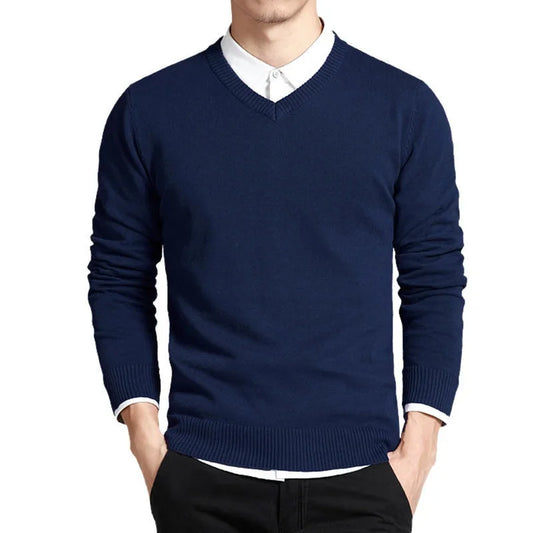 Men's Pullovers V Neck Cotton Sweater