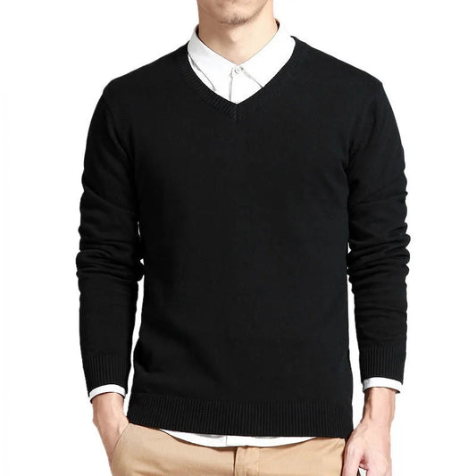 Men's Pullovers V Neck Cotton Sweater