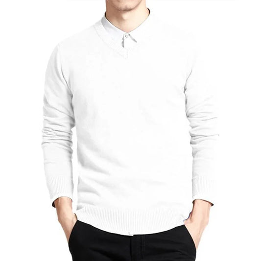 Men's Pullovers V Neck Cotton Sweater