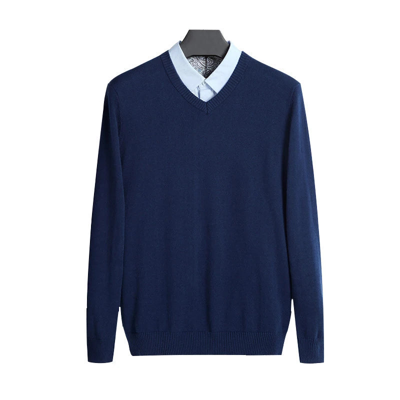 Men's Pullovers V Neck Cotton Sweater