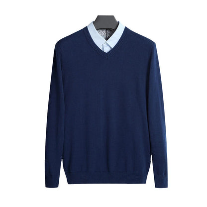Men's Pullovers V Neck Cotton Sweater