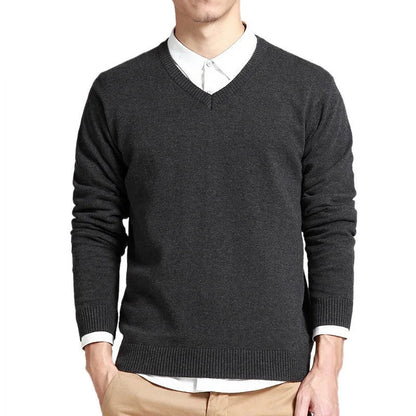 Men's Pullovers V Neck Cotton Sweater
