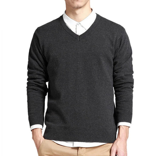 Men's Pullovers V Neck Cotton Sweater