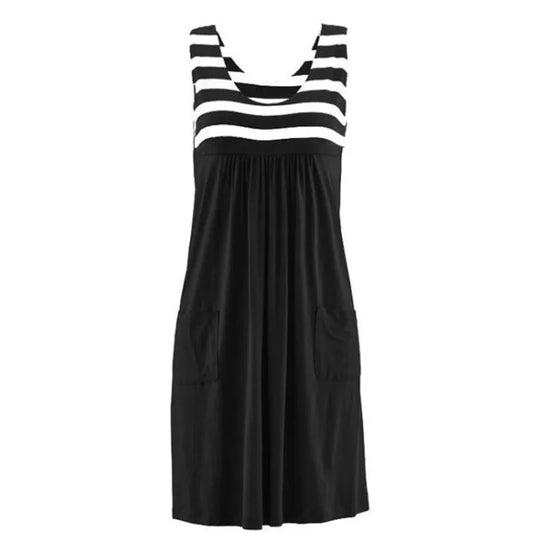 Catharina - Fashion striped simple sleeveless summer dress