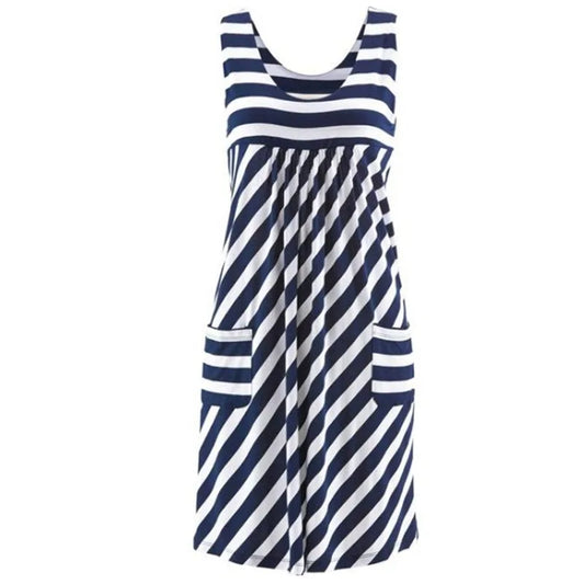Catharina - Fashion striped simple sleeveless summer dress