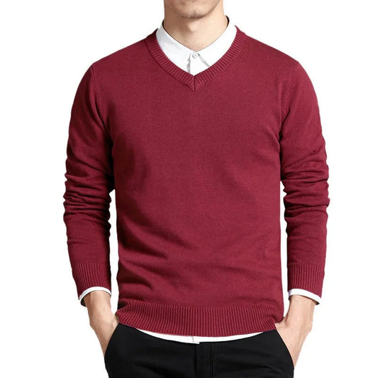 Men's Pullovers V Neck Cotton Sweater