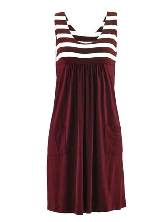 Catharina - Fashion striped simple sleeveless summer dress