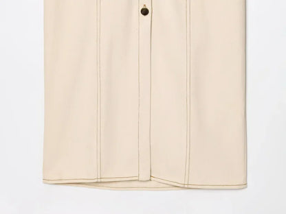 Morgane - denim midi dress with lapel side zipper