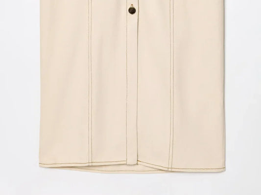 Morgane - denim midi dress with lapel side zipper