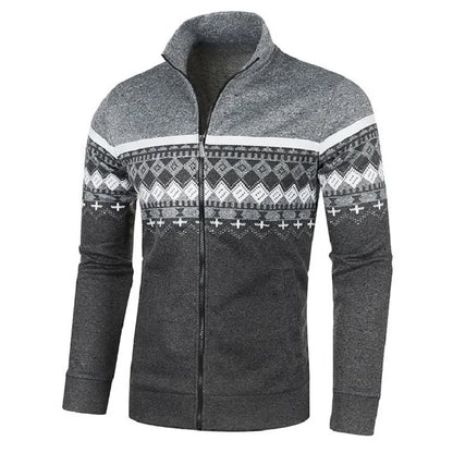 Men's Knitted Winter Print Cardigan Jacket