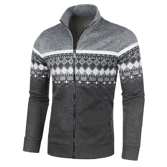 Men's Knitted Winter Print Cardigan Jacket
