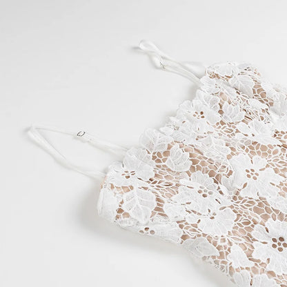 Misty - lace slip midi dress with embroider