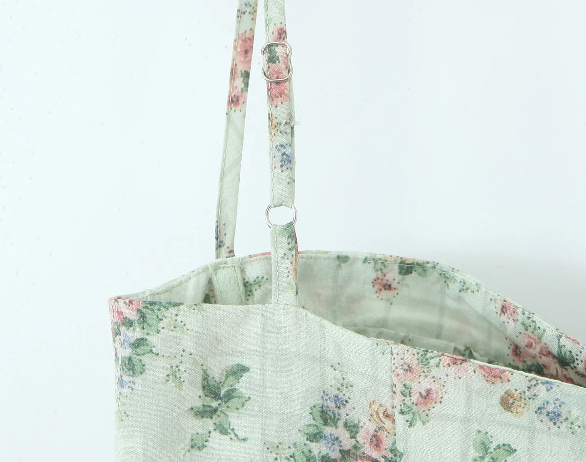 Aina - green floral print midi dress with spaghetti straps