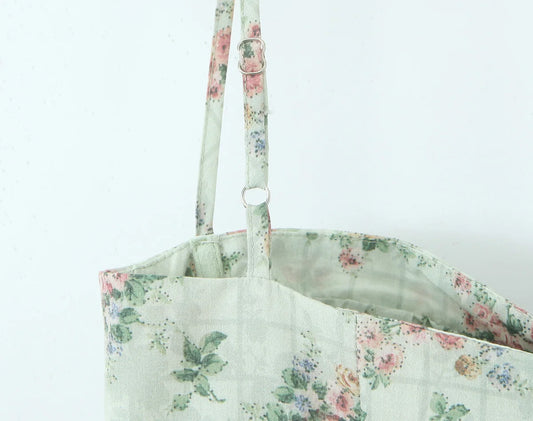 Aina - green floral print midi dress with spaghetti straps