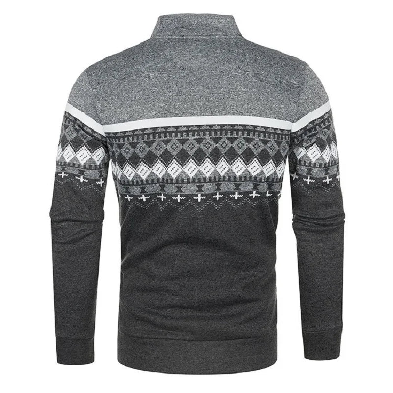 Men's Knitted Winter Print Cardigan Jacket