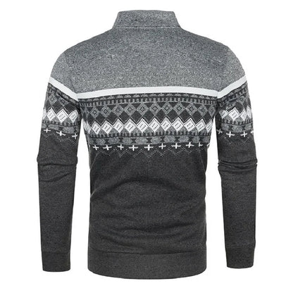Men's Knitted Winter Print Cardigan Jacket