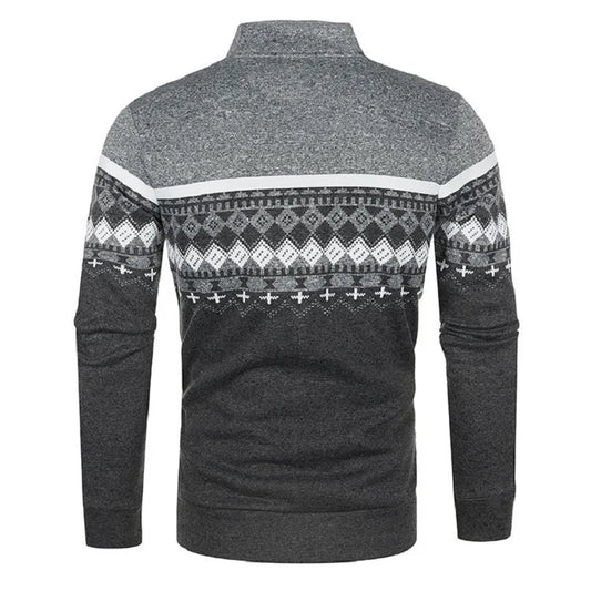Men's Knitted Winter Print Cardigan Jacket