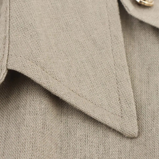 Embla - linen midi dress with a lapel collar