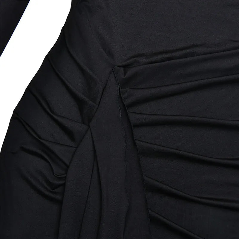 Silvia - A long-sleeve, turtleneck maxi dress with a thigh-high split