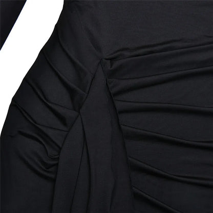 Silvia - A long-sleeve, turtleneck maxi dress with a thigh-high split