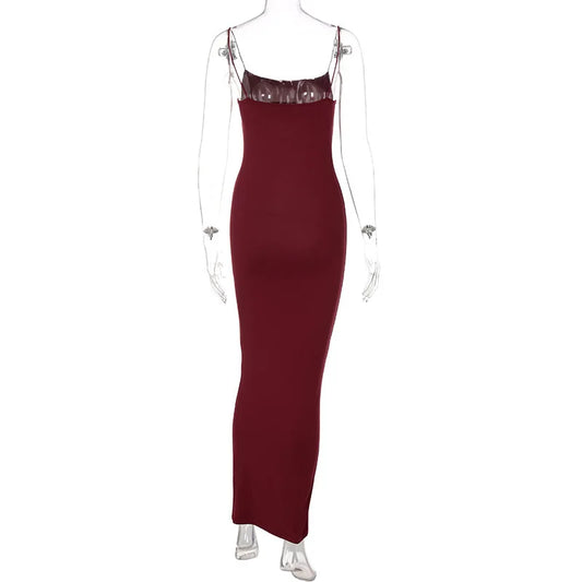 Justina - Solid  Strap Midi Dress Bodycon