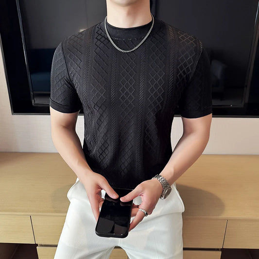 Men's Short Sleeve Slim Fit Designed Shirt