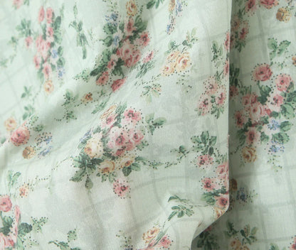 Aina - green floral print midi dress with spaghetti straps