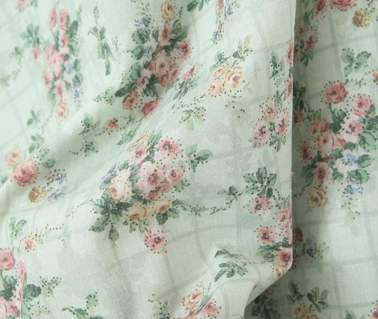 Aina - green floral print midi dress with spaghetti straps