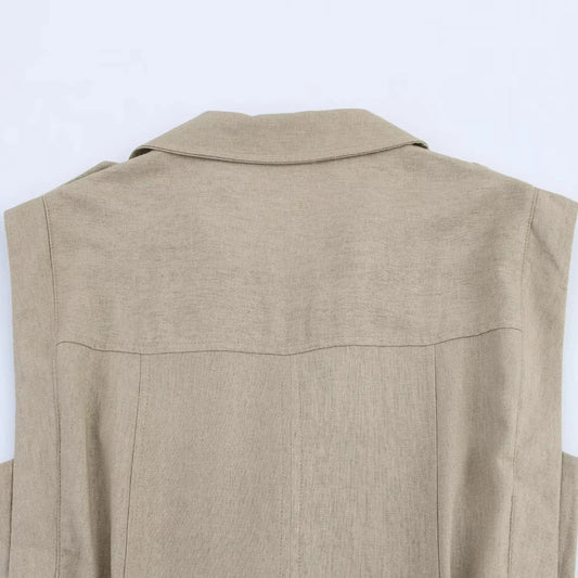 Embla - linen midi dress with a lapel collar