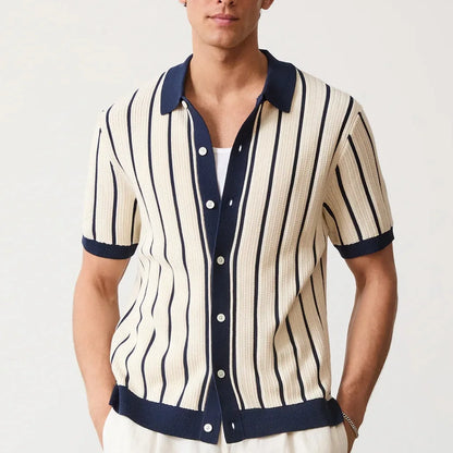Men's Striped Knit Polo Shirts