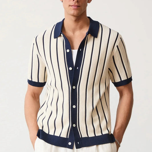 Men's Striped Knit Polo Shirts