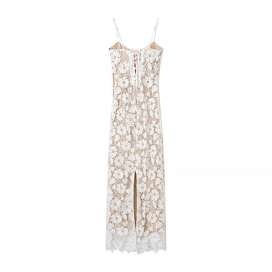 Misty - lace slip midi dress with embroider