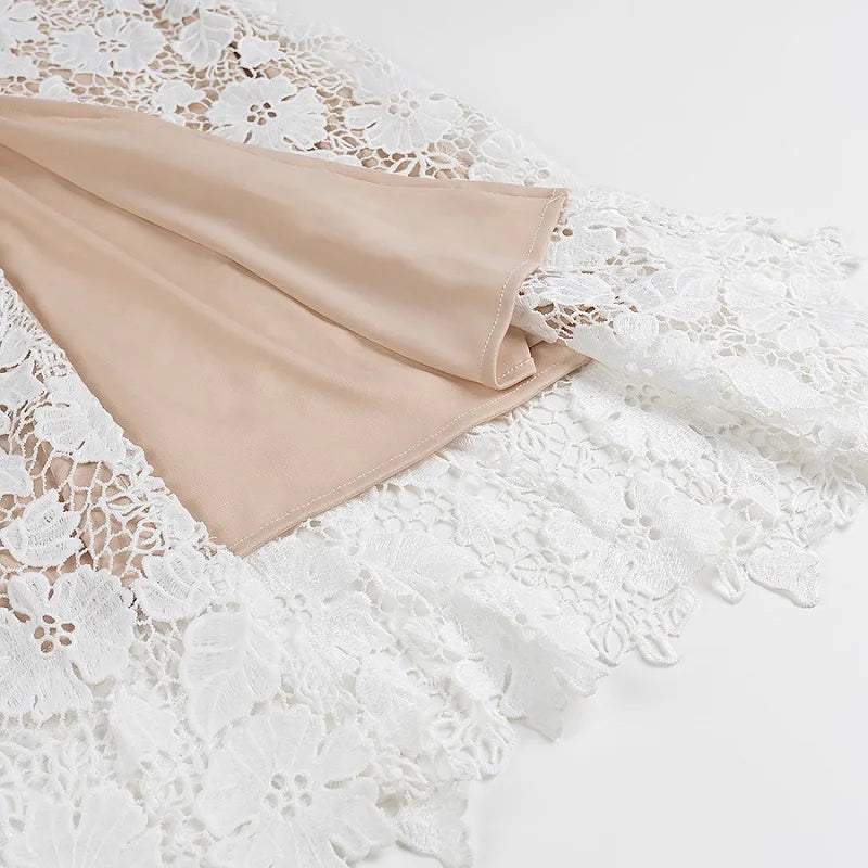 Misty - lace slip midi dress with embroider