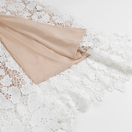 Misty - lace slip midi dress with embroider