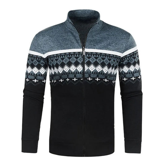 Men's Knitted Winter Print Cardigan Jacket