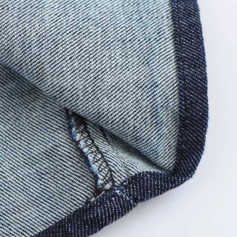 Morgane - denim midi dress with lapel side zipper