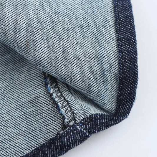 Morgane - denim midi dress with lapel side zipper