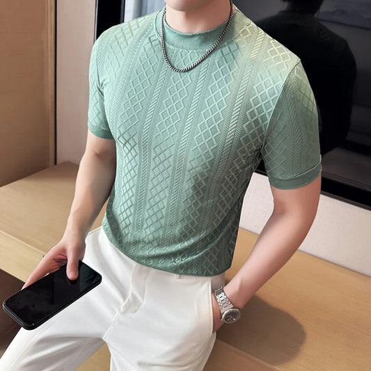Men's Short Sleeve Slim Fit Designed Shirt