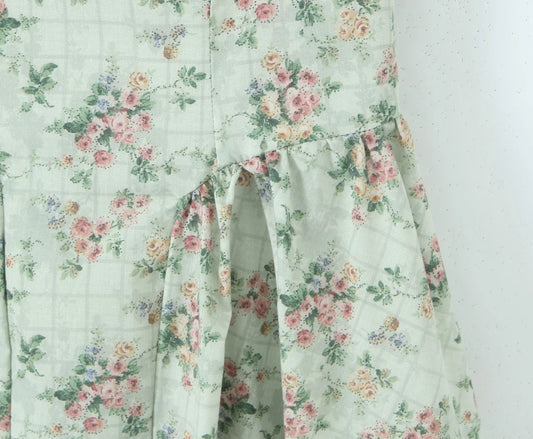 Aina - green floral print midi dress with spaghetti straps