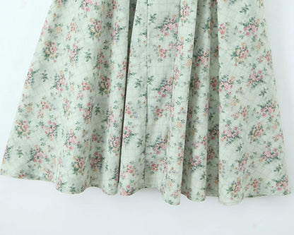 Aina - green floral print midi dress with spaghetti straps