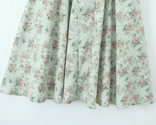 Aina - green floral print midi dress with spaghetti straps