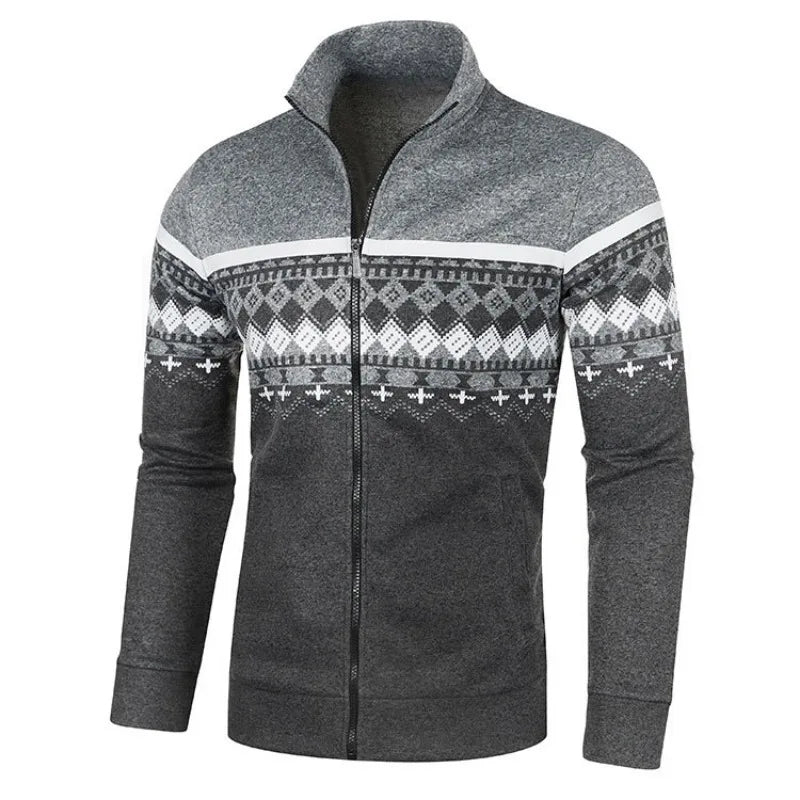 Men's Knitted Winter Print Cardigan Jacket