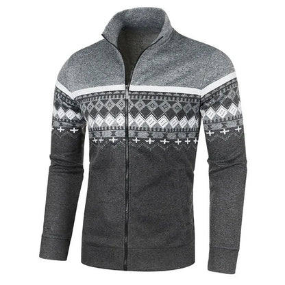 Men's Knitted Winter Print Cardigan Jacket