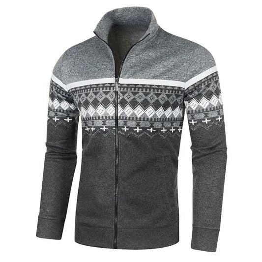 Men's Knitted Winter Print Cardigan Jacket