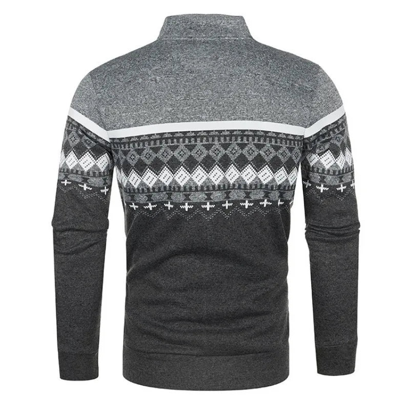 Men's Knitted Winter Print Cardigan Jacket