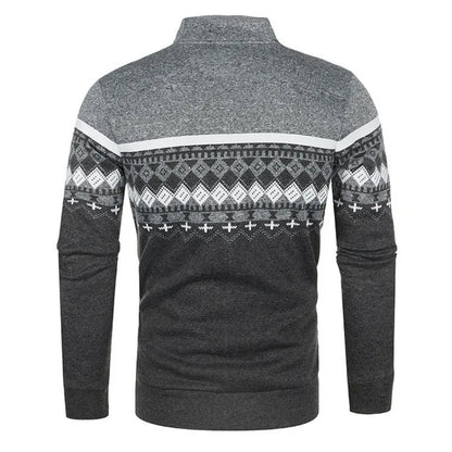 Men's Knitted Winter Print Cardigan Jacket
